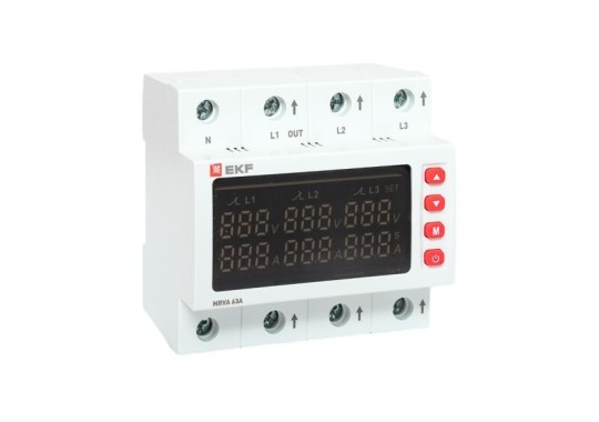 Трехфазное реле напряжения и тока с дисп. MRVA 63A MRVA-3-63A-v2
