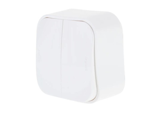 Выключатель накладной Legrand Quteo, 2 клавиши, белый
