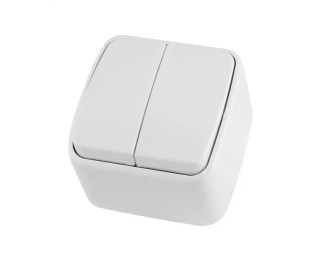 Выключатель накладной TDM Electric, 2 клавиши, белый