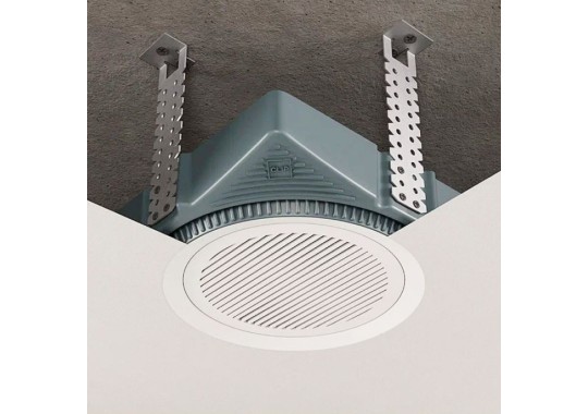 Монтаж закладной юстируемой платформы пожарного датчика в конструкции натяжного потолка