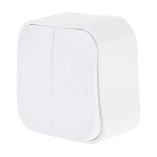 Выключатель накладной Legrand Quteo, 2 клавиши, белый